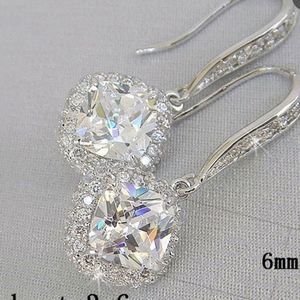 Round cut simulated diamond drop earrings